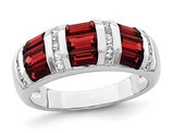 1.65 Carat (ctw) Baguette Garnet and White Topaz Ring in Sterling Silver